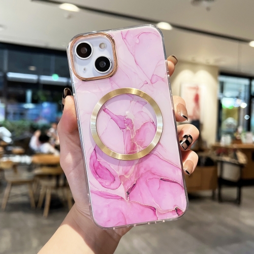 

For iPhone 11 Pro Max Gilt Marble Magsafe Phone Case (Pink Purple)