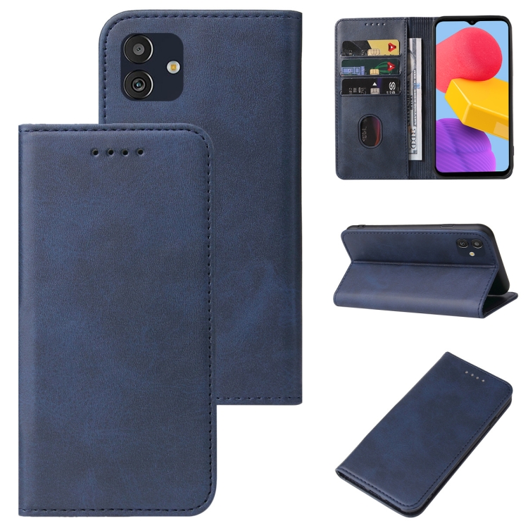 

For Samsung Galaxy M13 5G Magnetic Closure Leather Phone Case(Blue)