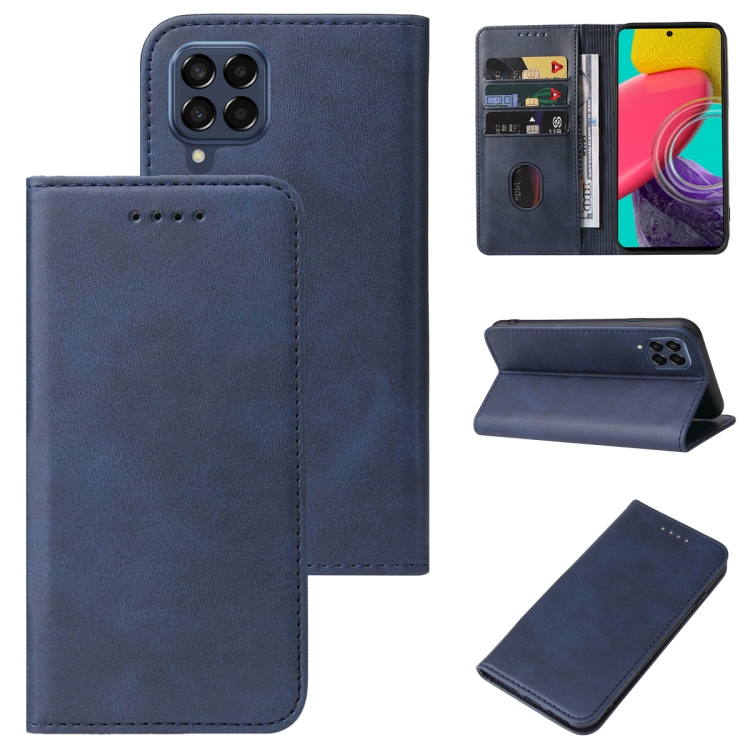 

For Samsung Galaxy M53 5G Magnetic Closure Leather Phone Case(Blue)