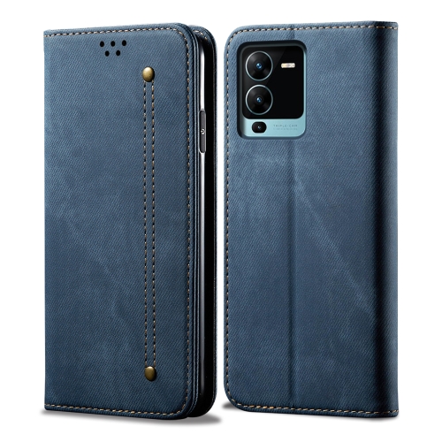 

For vivo V25 Pro Denim Texture Casual Style Flip Leather Phone Case(Blue)