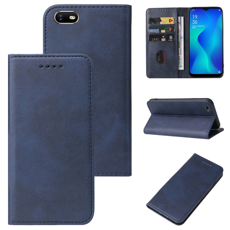 

For OPPO A11k Magnetic Closure Leather Phone Case(Blue)