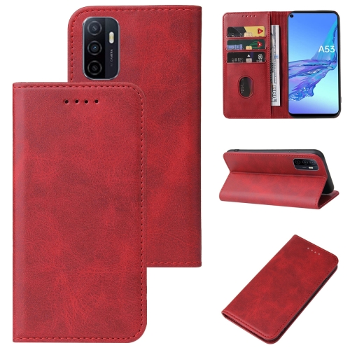 

For OPPO A53 Magnetic Closure Leather Phone Case(Red)