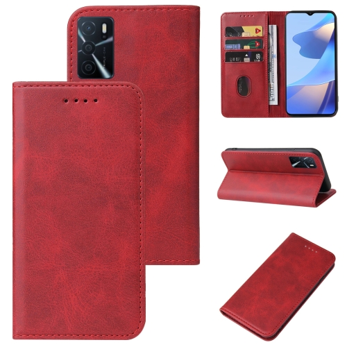 

For OPPO A54s Magnetic Closure Leather Phone Case(Red)