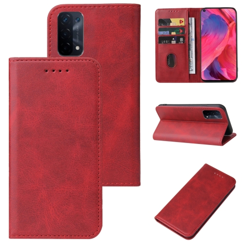 

For OPPO A74 5G Magnetic Closure Leather Phone Case(Red)