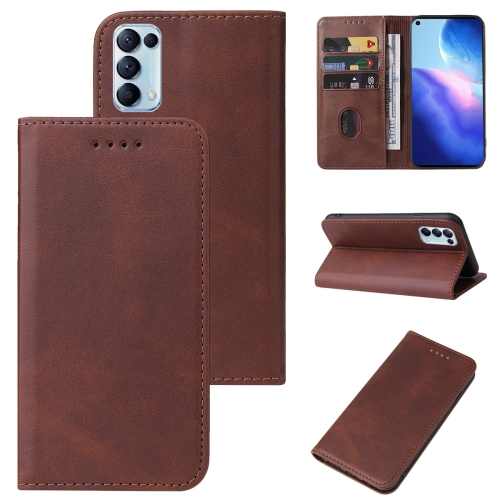 

For OPPO Reno5 4G Magnetic Closure Leather Phone Case(Brown)