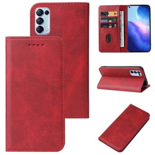 

For OPPO Reno5 5G Magnetic Closure Leather Phone Case(Red)