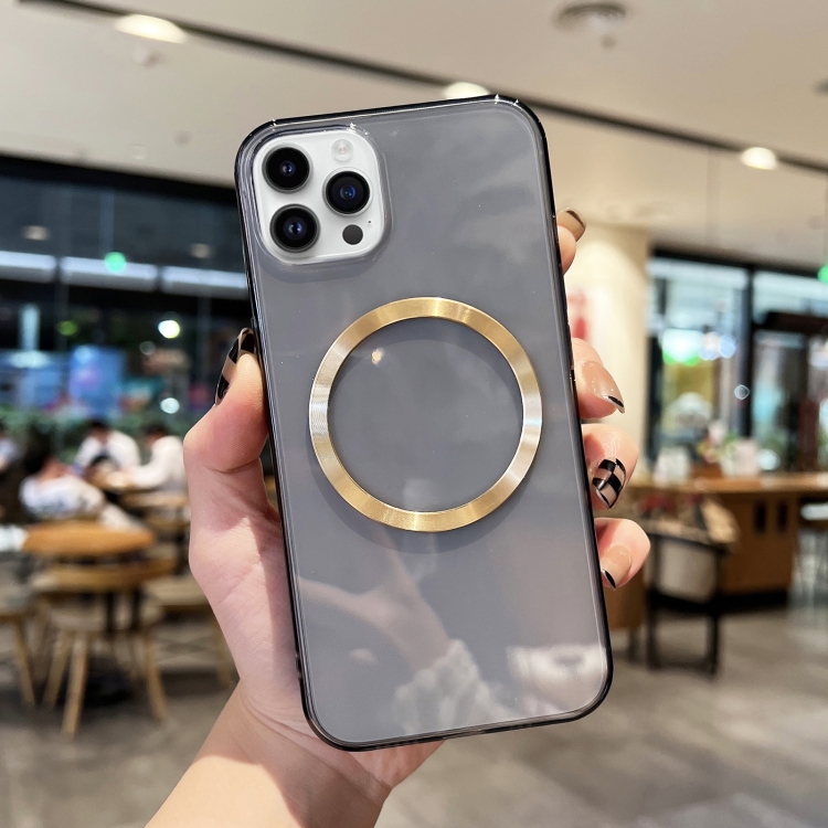 

For iPhone 14 Pro Max CD Texture MagSafe TPU Phone Case (Transparent Black)