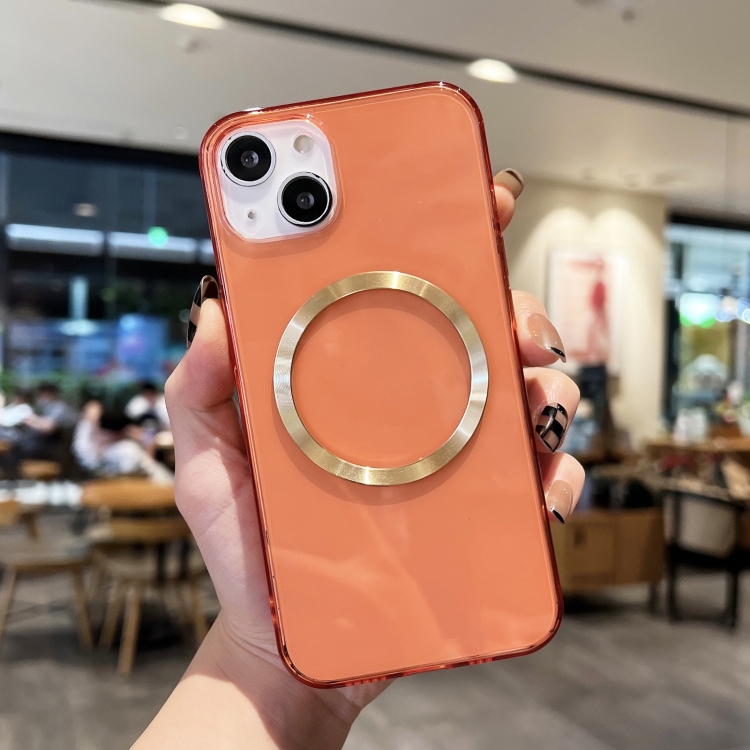 

For iPhone 13 CD Texture MagSafe TPU Phone Case(Transparent Red)