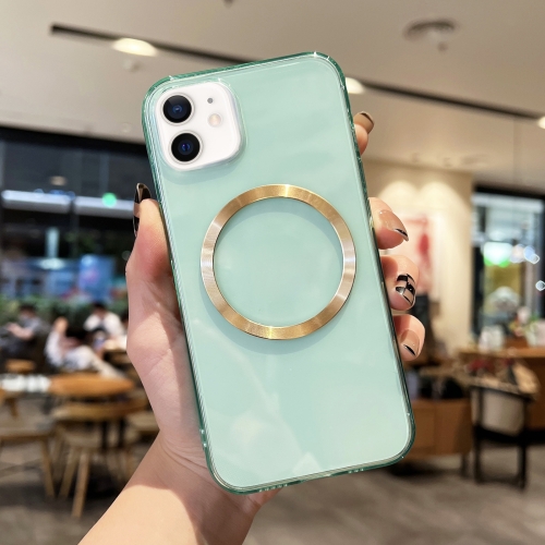 

For iPhone 11 CD Texture MagSafe TPU Phone Case (Transparent Green)