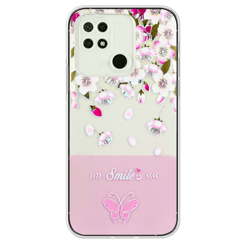 

For Xiaomi Redmi 10A Bronzing Butterfly Flower TPU Phone Case(Peach Blossoms)