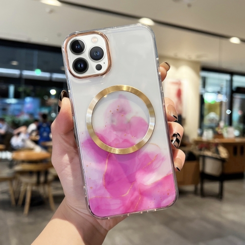 

For iPhone 11 Pro Max Marble MagSafe Clear Phone Case (Rose Red)