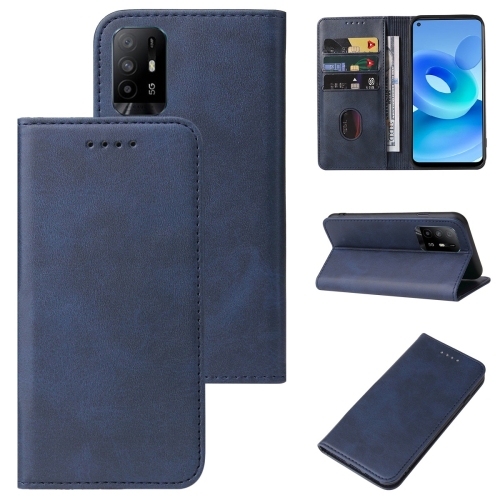 

For OPPO A95 5G Magnetic Closure Leather Phone Case(Blue)