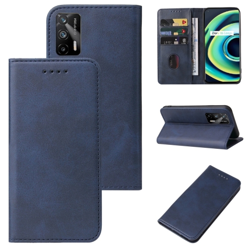 

For Realme GT 5G / GT Neo2T / Q3 Pro 5G Magnetic Closure Leather Phone Case(Blue)