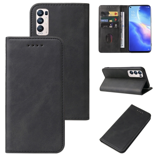 

For OPPO Reno5 Pro+ Magnetic Closure Leather Phone Case(Black)