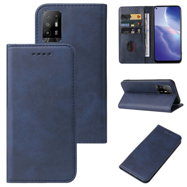 

For OPPO Reno5 Z Magnetic Closure Leather Phone Case(Blue)