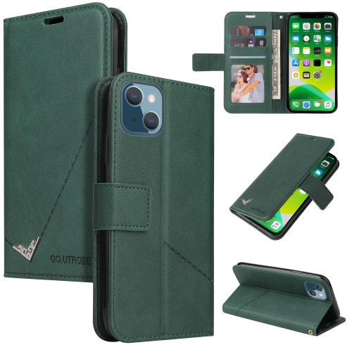 

GQUTROBE Right Angle Leather Phone Case For iPhone 13(Green)