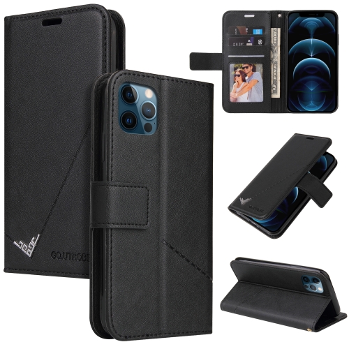 

GQUTROBE Right Angle Leather Phone Case For iPhone 12 Pro Max(Black)