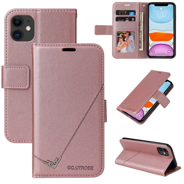

GQUTROBE Right Angle Leather Phone Case For iPhone 11(Rose Gold)