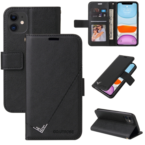 For iPhone 11 GQUTROBE Right Angle Leather Phone Case (Black)