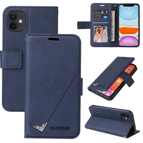 

GQUTROBE Right Angle Leather Phone Case For iPhone 11 Pro(Blue)