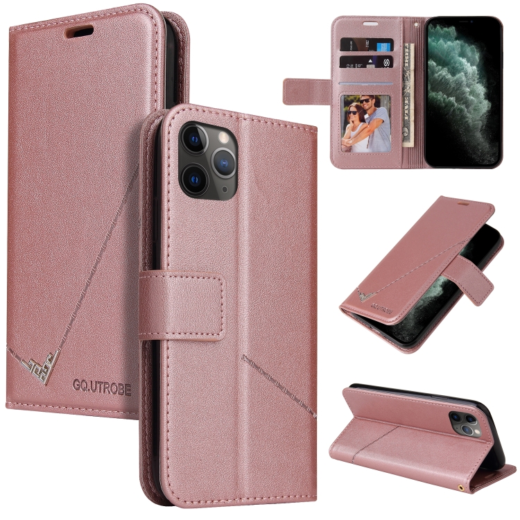

GQUTROBE Right Angle Leather Phone Case For iPhone 11 Pro Max(Rose Gold)