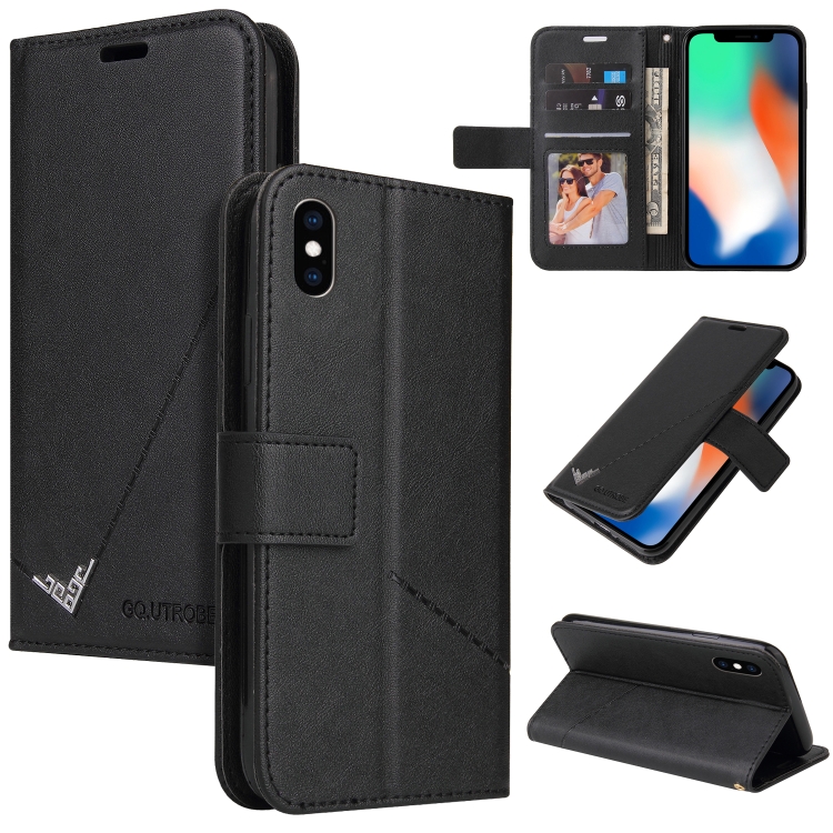 

GQUTROBE Right Angle Leather Phone Case For iPhone X / XS(Black)