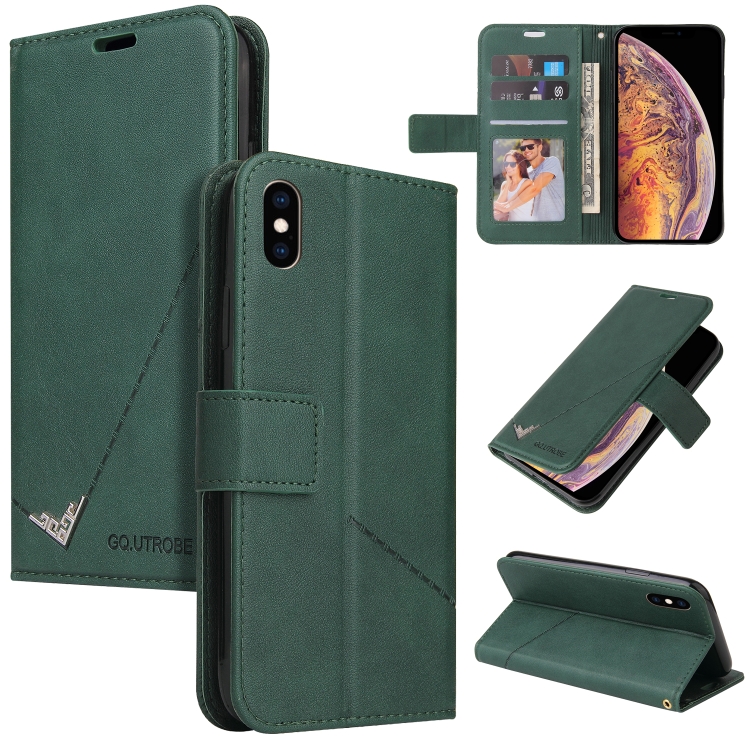 

GQUTROBE Right Angle Leather Phone Case For iPhone XS Max(Green)