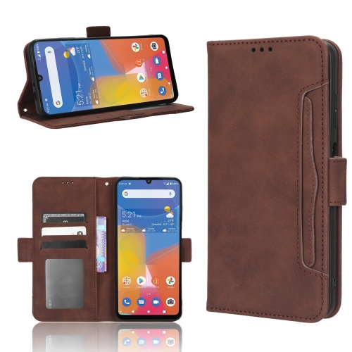 

For Consumer Cellular ZMax 5G Skin Feel Calf Texture Card Slots Leather Phone Case(Brown)