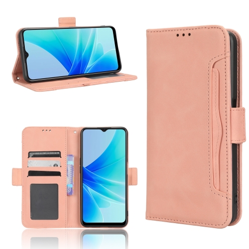 

For OPPO A57 5G / 4G Skin Feel Calf Texture Card Slots Leather Phone Case(Pink)