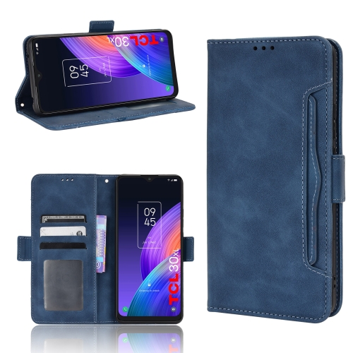 

For TCL 30 XL Skin Feel Calf Texture Card Slots Leather Phone Case(Blue)