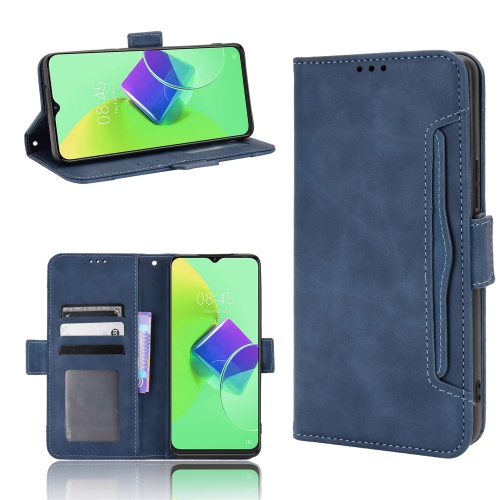 

For Tecno Spark 9 Pro Skin Feel Calf Texture Card Slots Leather Phone Case(Blue)