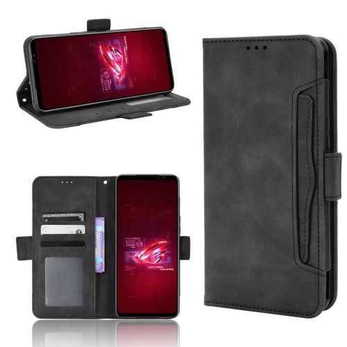 

For ASUS ROG Phone 6 / 6 Pro Skin Feel Calf Texture Card Slots Leather Phone Case(Black)