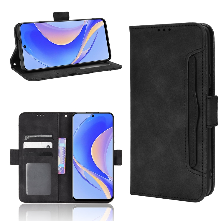 

For Huawei nova Y90 Skin Feel Calf Texture Card Slots Leather Phone Case(Black)