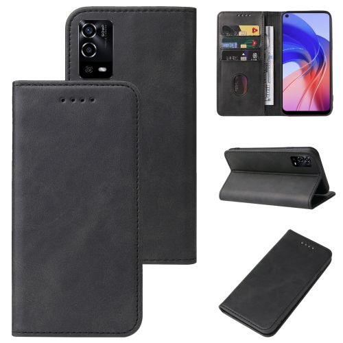 

For OPPO A55 Magnetic Closure Leather Phone Case(Black)