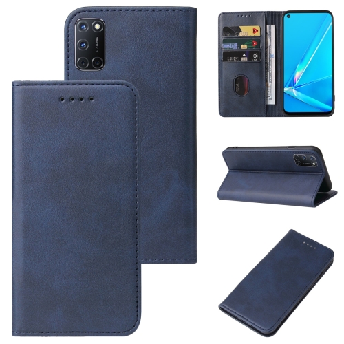 

For OPPO A92 Magnetic Closure Leather Phone Case(Blue)