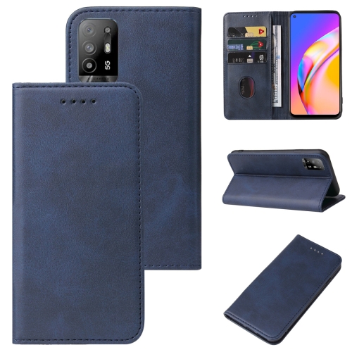 

For OPPO A94 5G Magnetic Closure Leather Phone Case(Blue)