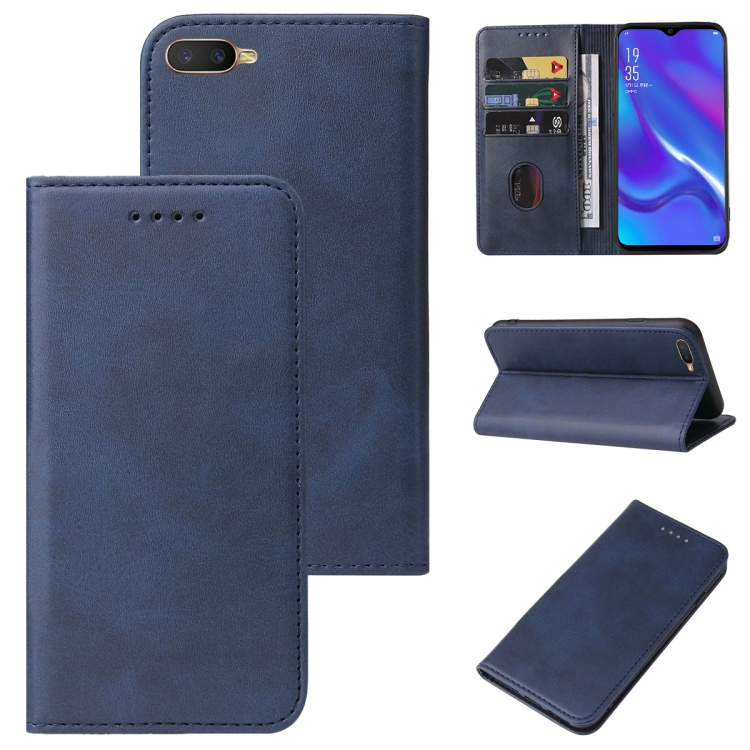 

For OPPO AX7 Pro Magnetic Closure Leather Phone Case(Blue)
