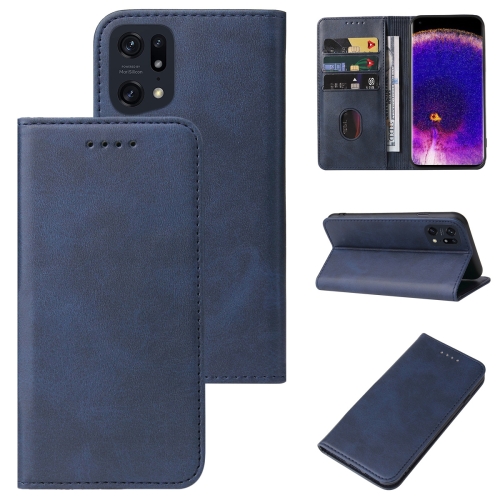 

For OPPO Find X5 Pro Magnetic Closure Leather Phone Case(Blue)