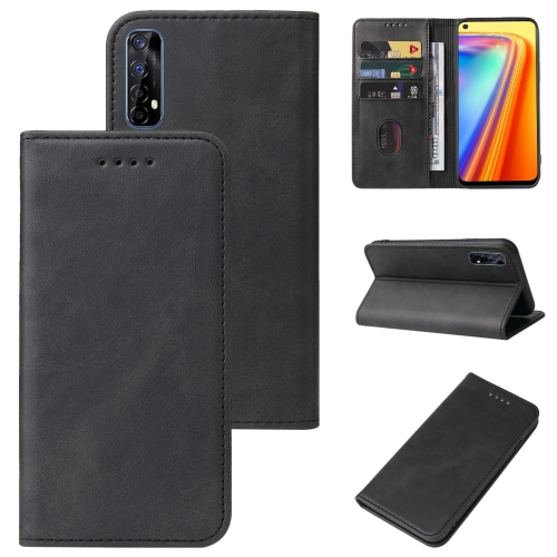 

For Realme 7 Global Magnetic Closure Leather Phone Case(Black)