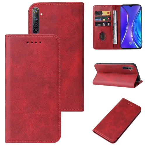 

For Realme X2 Magnetic Closure Leather Phone Case(Red)