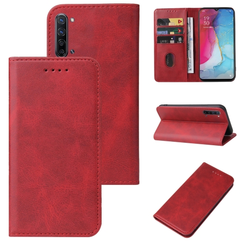 

For OPPO Reno3 5G Magnetic Closure Leather Phone Case(Red)