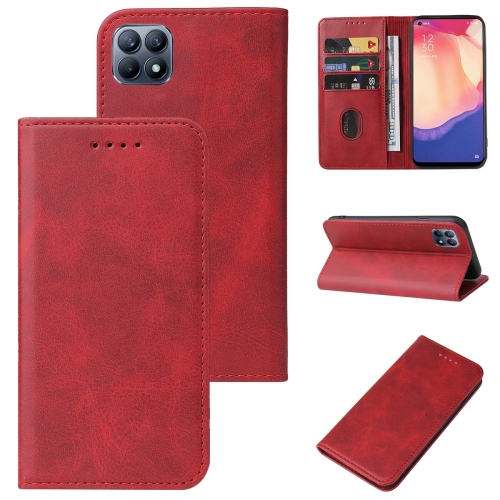 

For OPPO Reno4 SE Magnetic Closure Leather Phone Case(Red)