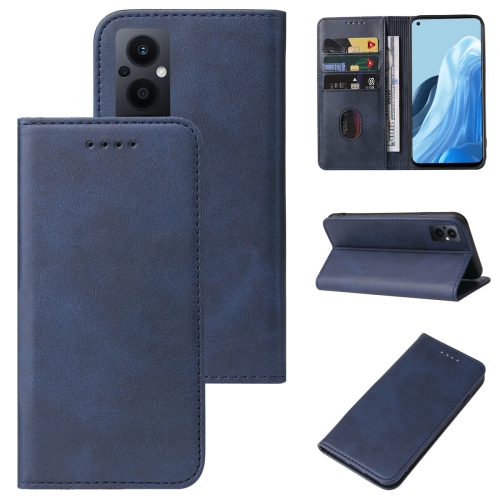 

For OPPO Reno8 Lite Magnetic Closure Leather Phone Case(Blue)