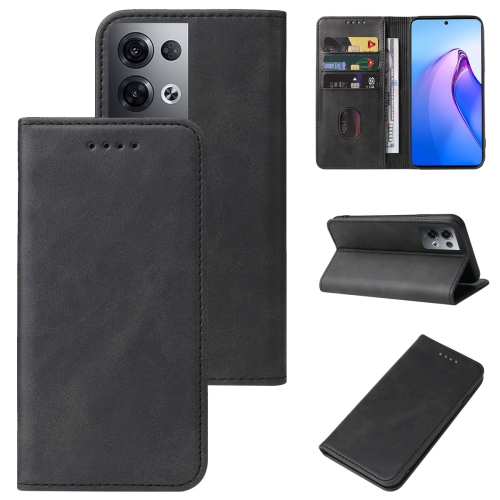 

For OPPO Reno8 Pro Magnetic Closure Leather Phone Case(Black)