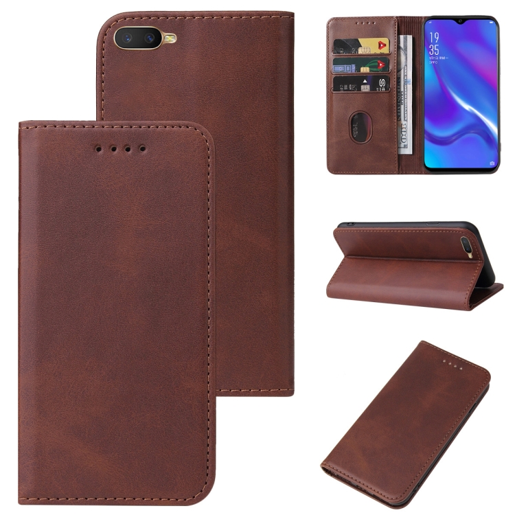 

For OPPO RX17 Neo Magnetic Closure Leather Phone Case(Brown)