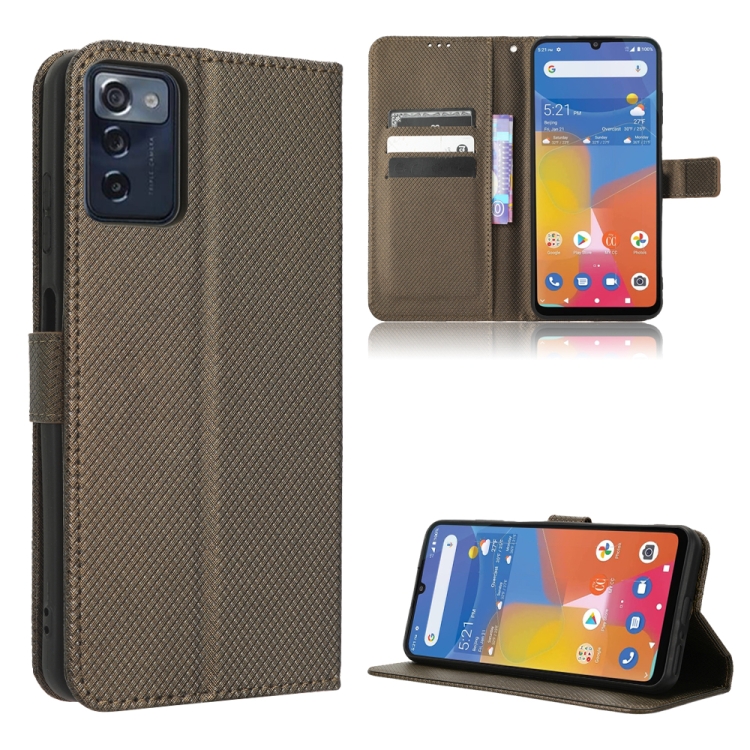 

For Consumer Cellular ZMax 5G Diamond Texture Leather Phone Case(Brown)