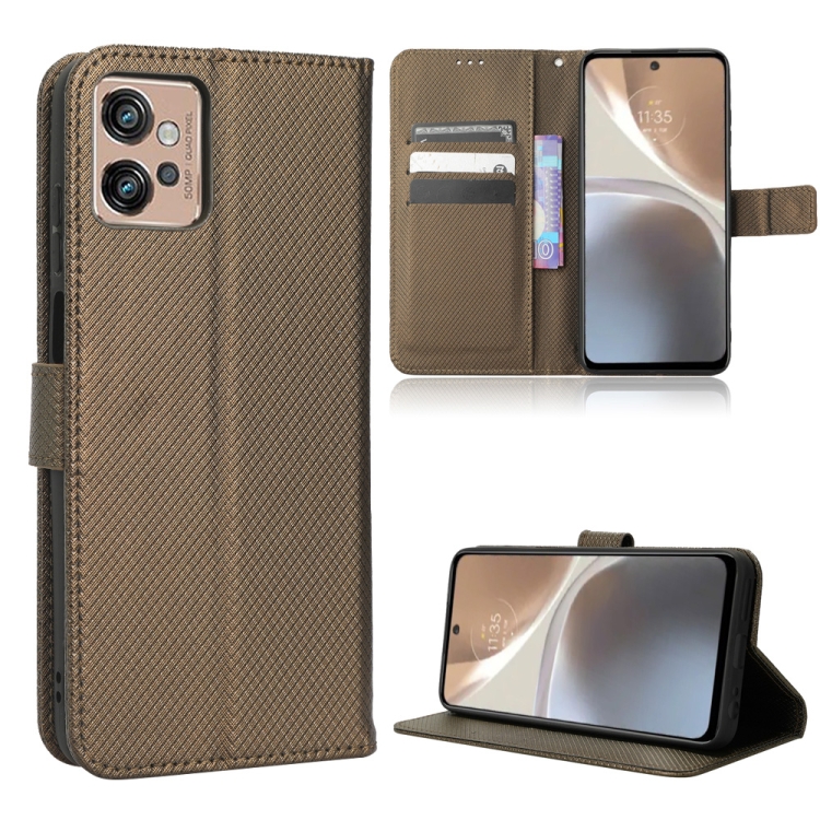 

For Motorola Moto G32 Diamond Texture Leather Phone Case(Brown)