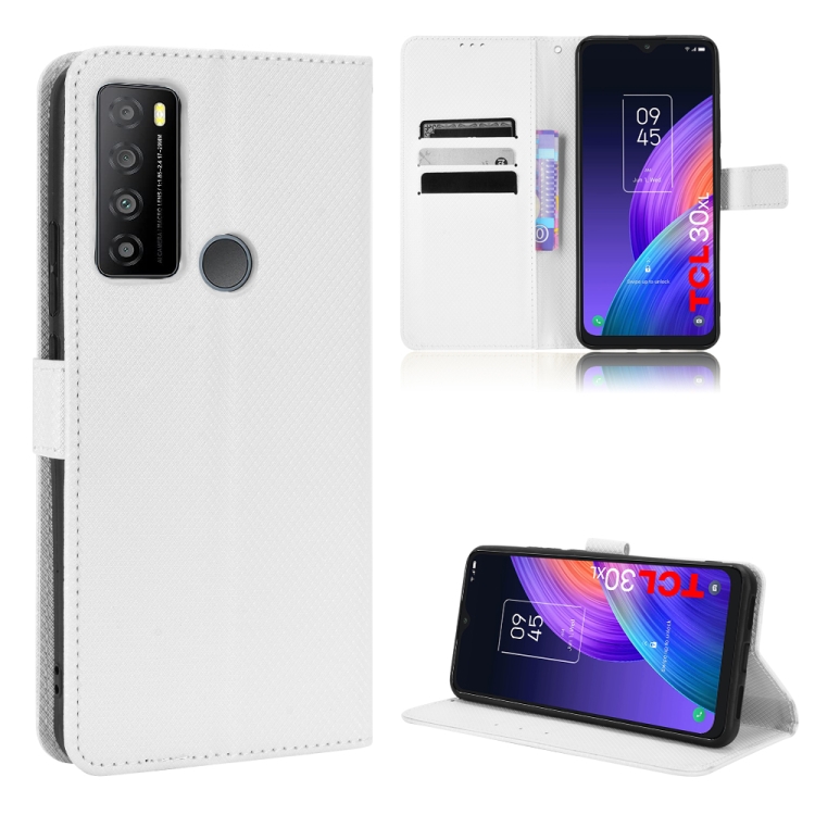 

For TCL 30 XL Diamond Texture Leather Phone Case(White)