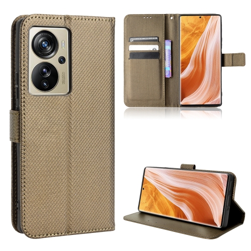 

For ZTE Axon 40 Pro Diamond Texture Leather Phone Case(Brown)