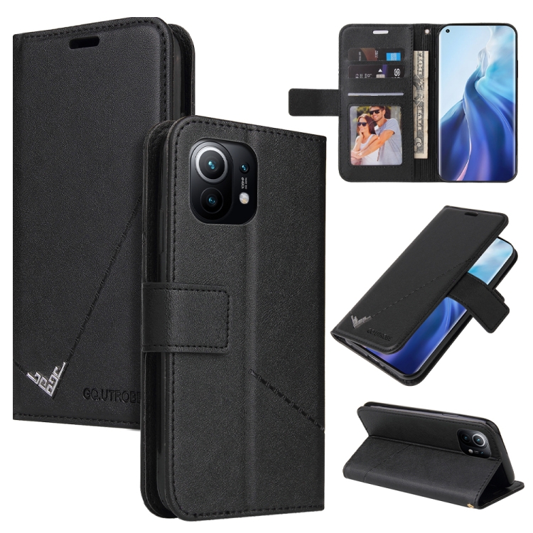 

For Xiaomi Mi 11 GQUTROBE Right Angle Leather Phone Case(Black)